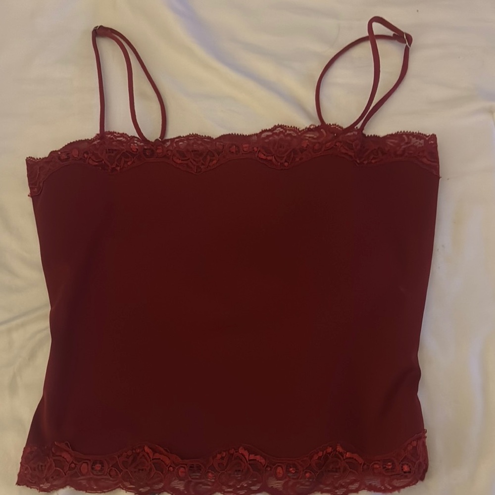 Edikted Deep Red Lace Trim Cami